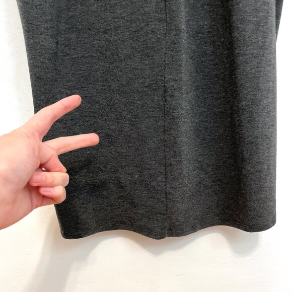 TORRID 1 Plus Size Shirred Tulip Midi Dress Charcoal Gray Short Sleeve Sheath 1X - Picture 14 of 16